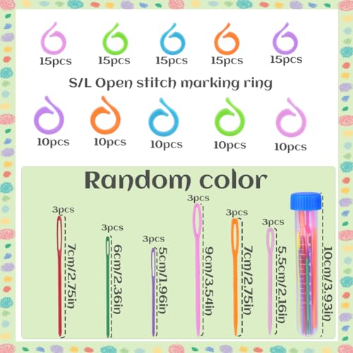 LUNARM Stitch Markers, 5 Colors/2 Sizes Open Stitch Markers for Crocheting with Sewing Needle, Split Ring Knitting Rings for DIY Handmade Crafts - Image 2