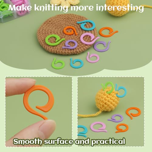 LUNARM Stitch Markers, 5 Colors/2 Sizes Open Stitch Markers for Crocheting with Sewing Needle, Split Ring Knitting Rings for DIY Handmade Crafts - Image 3