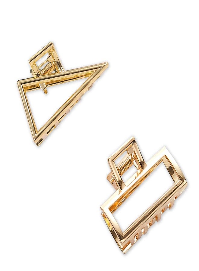 Styling Success Medium size Geometric golden Hair Claw/hair clutcher combo of 2 pices for Women and girls(ZCL1)