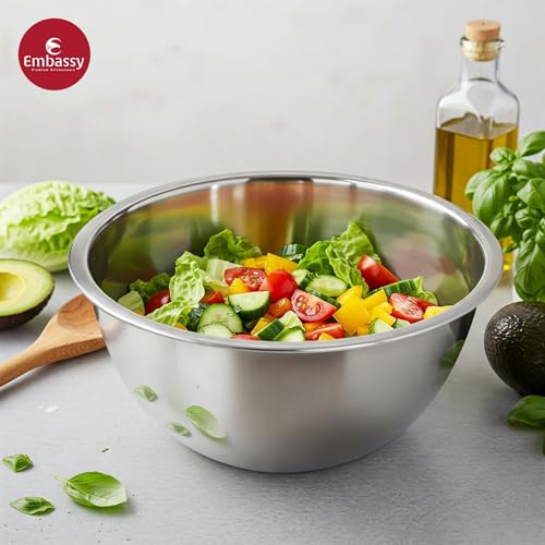 EMBASSY Stainless Steel Set of 6 Mixing Bowls for Kitchen | 1400/1900/2100/2800/3500/4500 ml | Bowls for Baking, Mixing Atta, Storing and Serving | Ideal for Gifting - Image 2