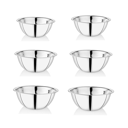 EMBASSY Stainless Steel Set of 6 Mixing Bowls for Kitchen | 1400/1900/2100/2800/3500/4500 ml | Bowls for Baking, Mixing Atta, Storing and Serving | Ideal for Gifting - Image 1