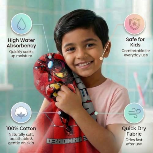 Athom Trendz Athom Living Marvel Ironman 350 GSM Cotton Kids Bath Towel (Multicolour, 60x120 cm) - Image 5