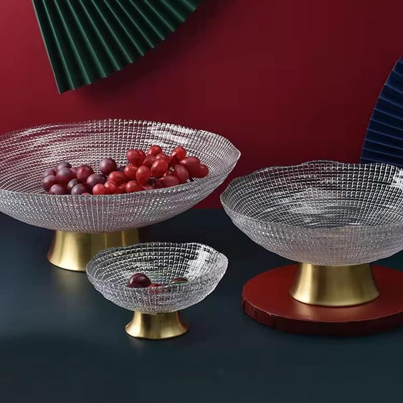 Kelendle وعاء فواكه زجاجي مزخرف مع قاعدة لتقديم الفواكه والحلويات وعرض الوجبات الخفيفة لحفلات الطعام وزينة طاولة الطعام باللون الأخضر الداكن صغير - Image 5