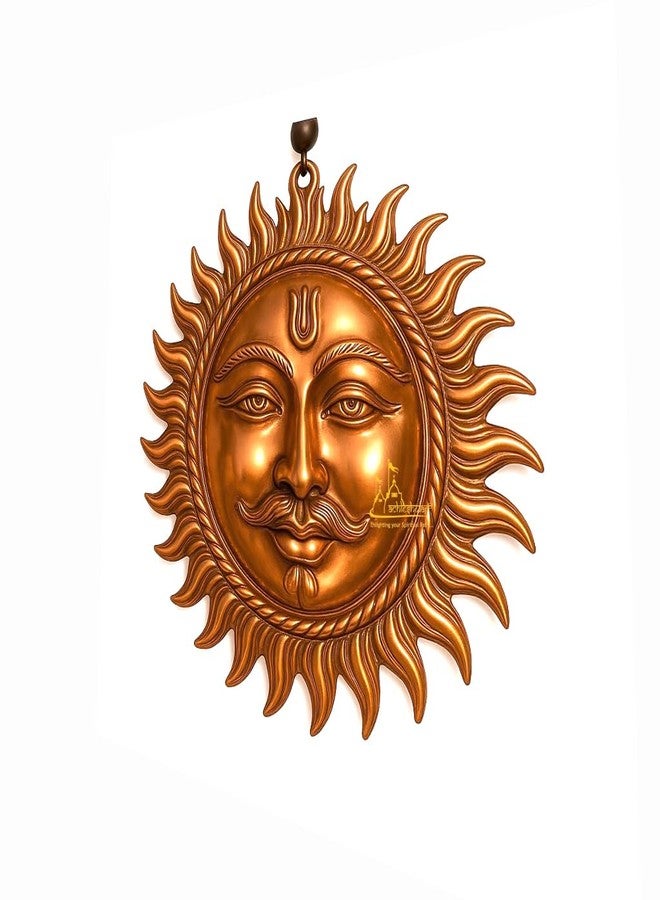 Achleshwar Surya Dev Copper Wall Hanging Sun God Face Idol for Home Entrance Vastu Puja Decor for Wealth Positivity Energy Protection 9 cm - Image 5