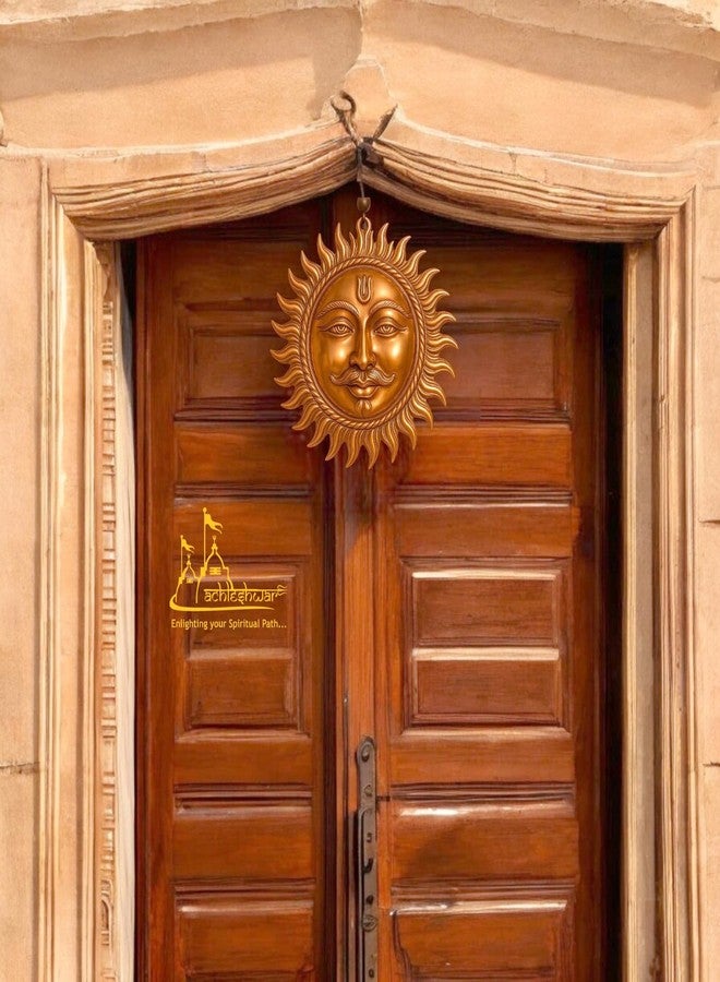 Achleshwar Surya Dev Copper Wall Hanging Sun God Face Idol for Home Entrance Vastu Puja Decor for Wealth Positivity Energy Protection 9 cm - Image 3