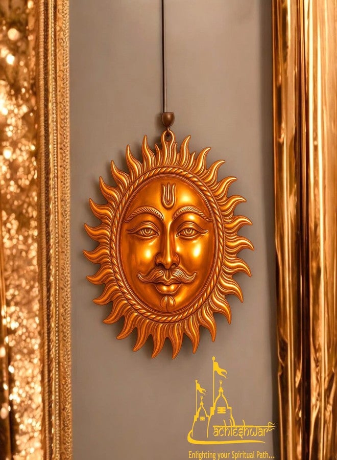 Achleshwar Surya Dev Copper Wall Hanging Sun God Face Idol for Home Entrance Vastu Puja Decor for Wealth Positivity Energy Protection 9 cm - Image 4