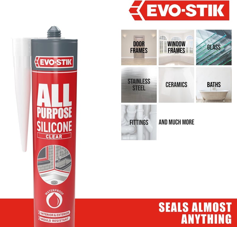 Evo-Stik All Purpose Silicone Sealant - Clear - Image 4
