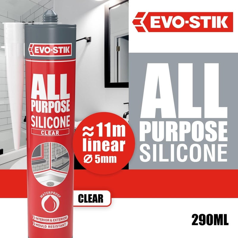 Evo-Stik All Purpose Silicone Sealant – Clear, Multi-Use Waterproof & Flexible Sealant, Strong Adhesion for Glass, Metal, Plastic & Ceramic, Ideal for Kitchen, Bathroom, Windows & General Sealing Applications - Image 3
