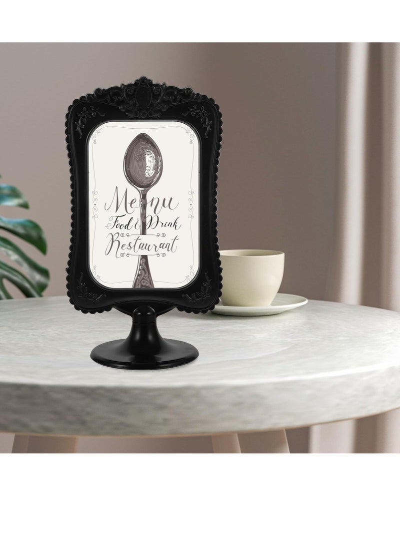 Standing Desktop Photo Frame, Photo Display Frame, Room Decor Double Two Sided Photo Frame, for Tabletop Display, Decorative Floral Design Home Décor, Photo Gallery, Art, More (Black) - Image 2