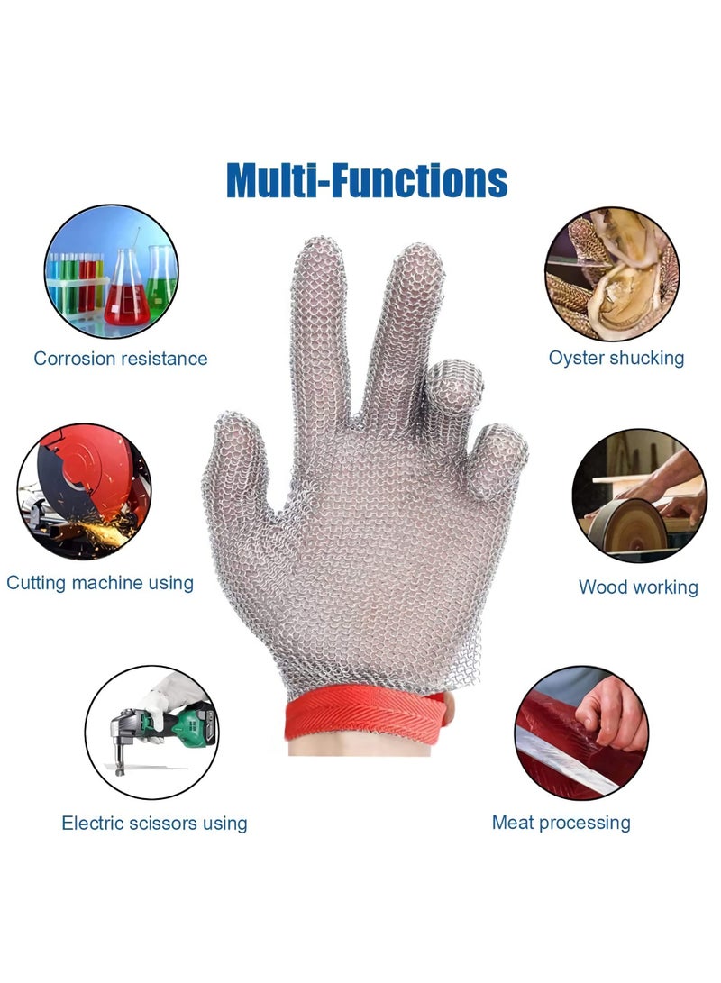 Stainless Steel Wire Metal Mesh Cut Resistant Gloves for Butchering, Slicing, Chopping, and Peeling - Ultimate Safety Work Gloves for Food Preparation.  - Image 4