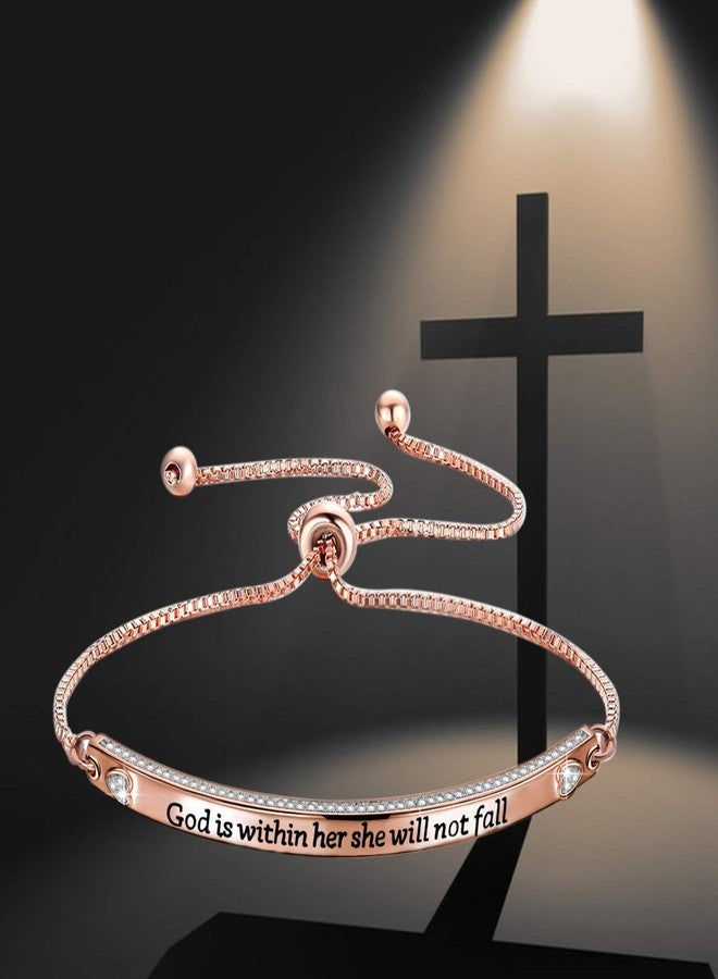Zuo Bao Christian Gift Religious Jewelry Psalm 46:5 God is Within Her She Will Not Fall Bracelet Bible Verse Bracelet Gift for Godmother(God Is C -RG) - Image 5