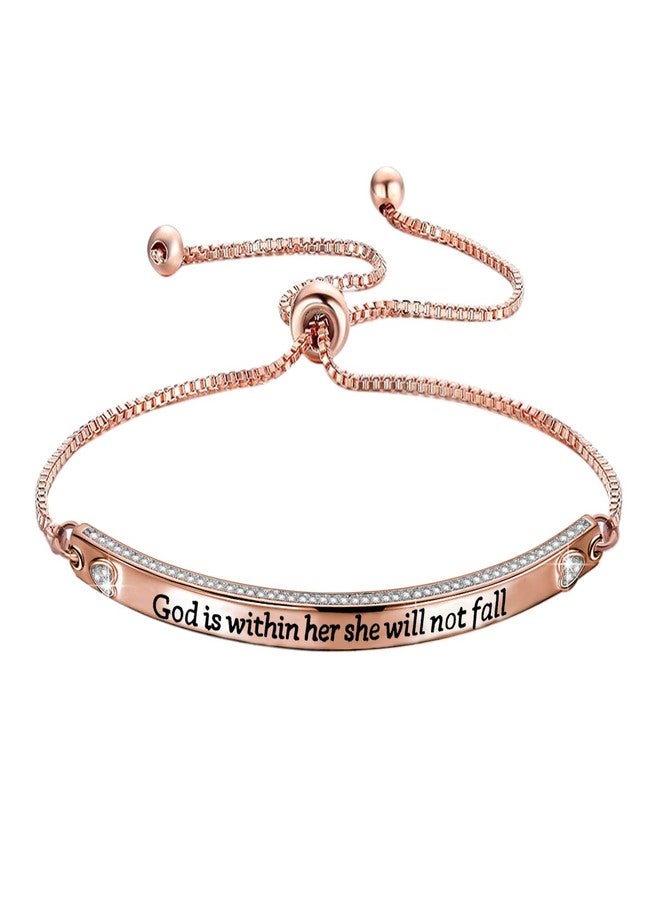 Zuo Bao Christian Gift Religious Jewelry Psalm 46:5 God is Within Her She Will Not Fall Bracelet Bible Verse Bracelet Gift for Godmother(God Is C -RG) - Image 1