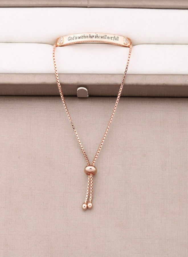Zuo Bao Christian Gift Religious Jewelry Psalm 46:5 God is Within Her She Will Not Fall Bracelet Bible Verse Bracelet Gift for Godmother(God Is C -RG) - Image 3