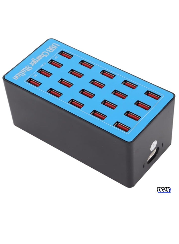 TIGER 20-Port USB Charging Station, 80W, 2.4A Per Port – Charge 20 Devices Simultaneously, Non-Slip Design, Multi-Port Charger for Smartphones, Tablets & USB Devices (EU Plug)  - Image 2