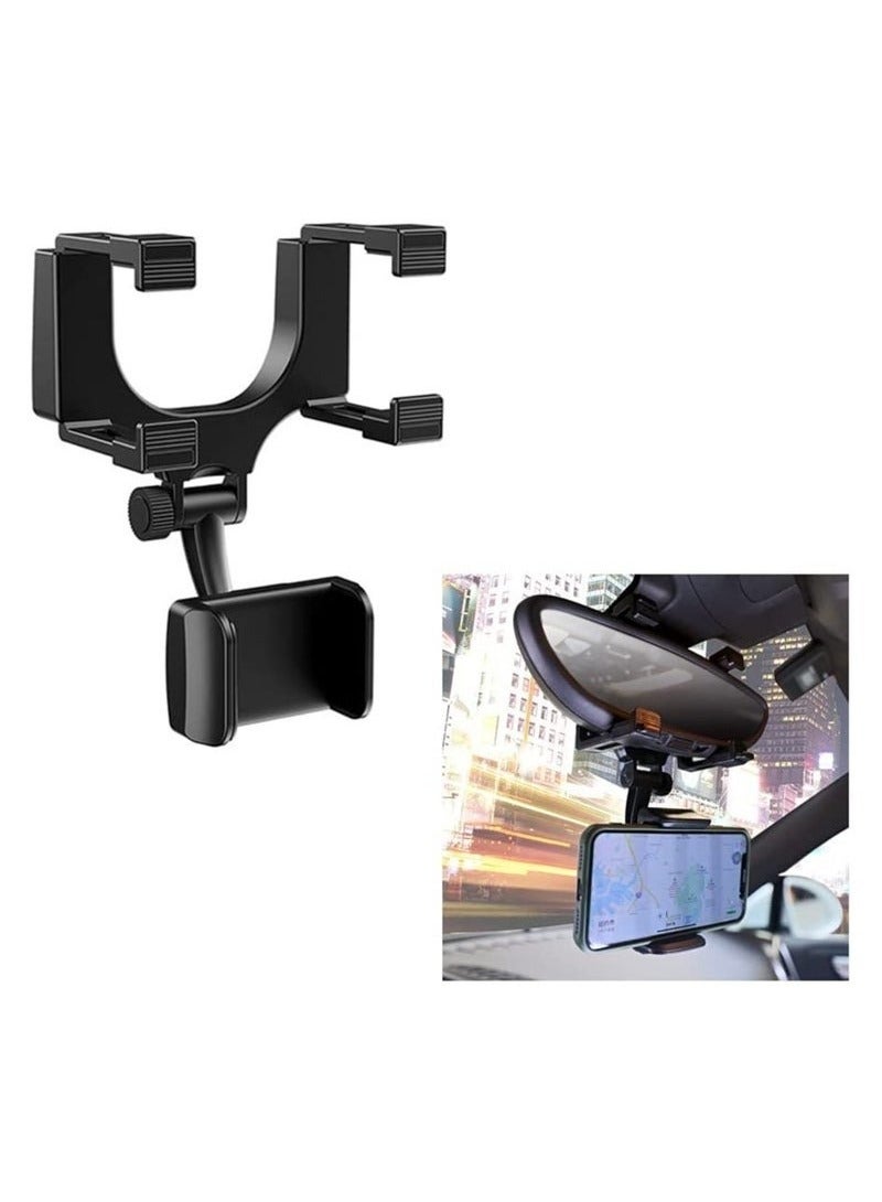 ELTRAZONE ELTRAZONE Rear View Mirror Car Mount Phone Holder Stand with 270° Swivel and Adjustable Clips (Black) - Image 2