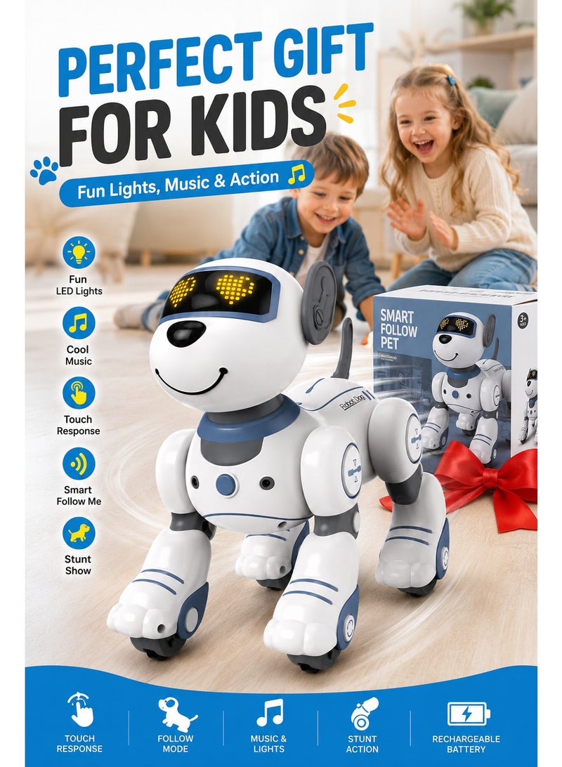 Smart Robot Dog Toy for Kids – Interactive Electronic Puppy with Touch Response, LED Eyes, Music, Dancing Tricks, Follow Mode & Remote Control Toy for Ages 3+ - Image 4