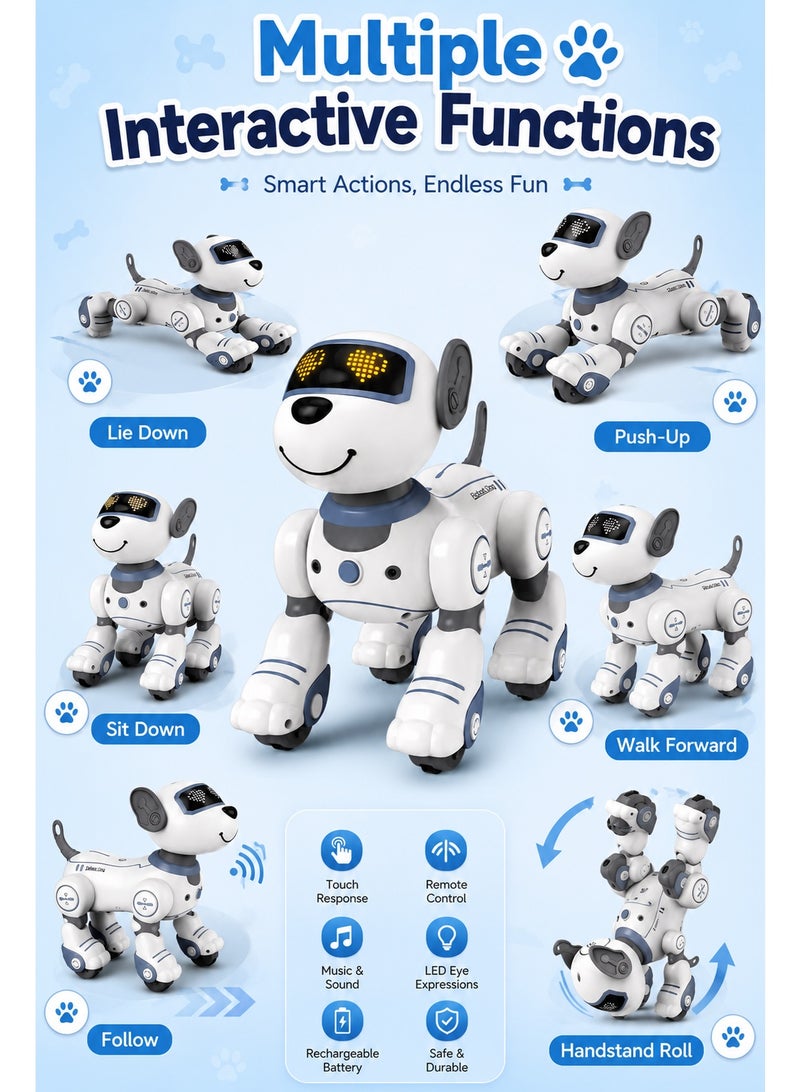 Smart Robot Dog Toy for Kids – Interactive Electronic Puppy with Touch Response, LED Eyes, Music, Dancing Tricks, Follow Mode & Remote Control Toy for Ages 3+ - Image 3