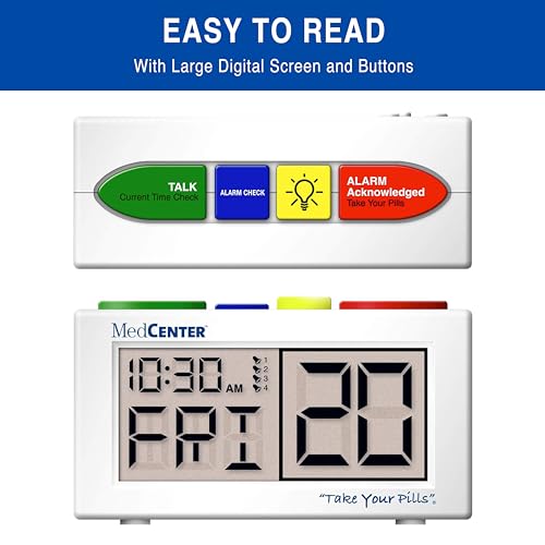 MEDCENTER Talking Alarm Clock, Medication Pill Reminder Clock, Talking Alarm Clock for Dementia and Visually impaired - Digital Clock Ex Large White (with Adapter) Gift for Mom, Dad, Elderly, Seniors - Image 5