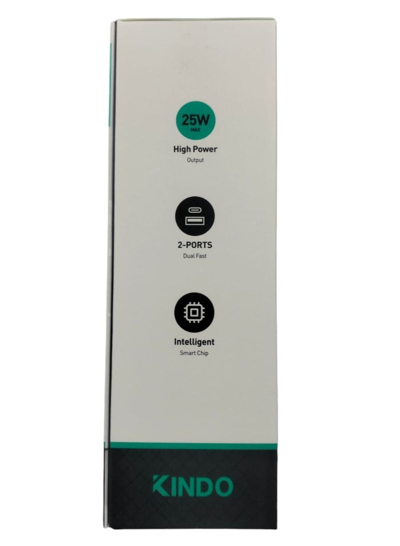 كيندو شاحن حائط عالمي 25 وات (منافذ Type-C PD+ USB) - Image 3