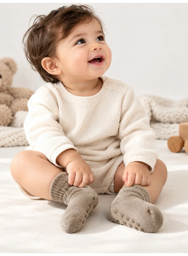 Al Ibrah Baby Non-Slip Socks 4 Pack - Extra Thick Soft Cotton Blend with Anti-Skid Grip for Boys & Girls