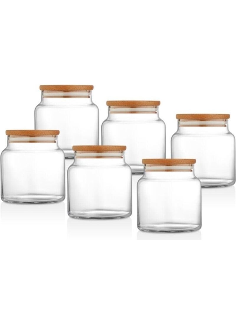 Fbz Home 6-Piece Glass Jar with Wooden Lid 500 ml  - Image 2