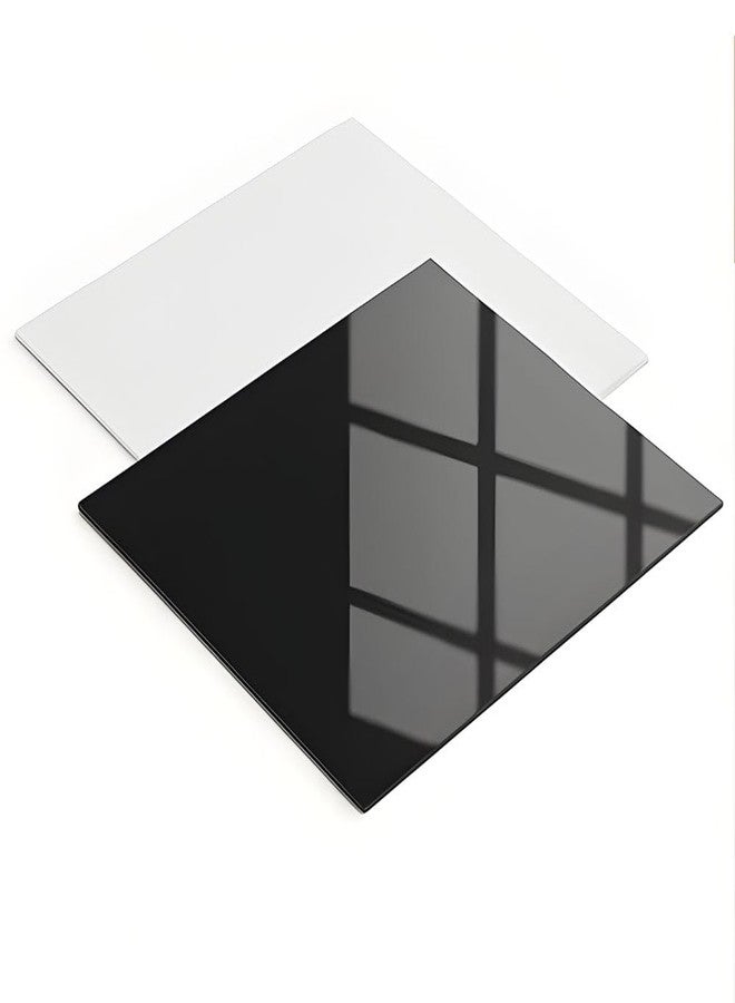 SMILEDRIVE® Acrylic White & Black Reflective Display Table Riser for Professional Product Photography - White and Black - 12 x 12 inch - Set of 2 - Image 1
