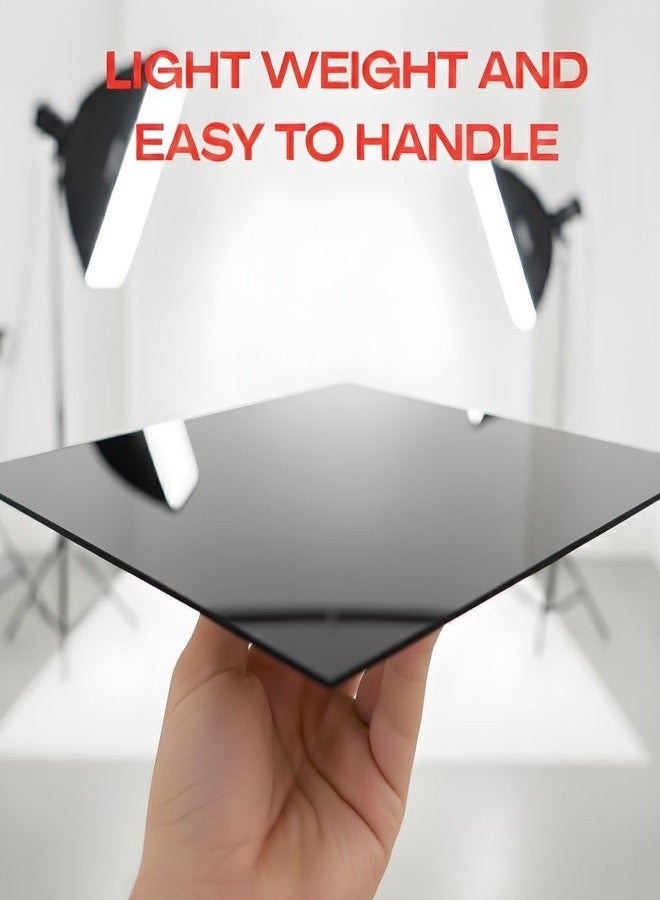 SMILEDRIVE® Acrylic White & Black Reflective Display Table Riser for Professional Product Photography - White and Black - 12 x 12 inch - Set of 2 - Image 5