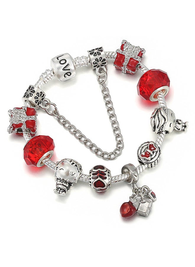 Special Offer! 25 Christmas Crystal Bracelet Bracelet Women Children's Christmas Tree Bell Pendant Love Silver Plated Chain