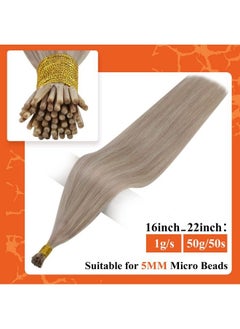 Full Shine I Tip Hair Extensions Pre Bonded Hair Extensions 18 Inch Ash Blonde Highlights Bleach Blonde Itip Human Hair Extensions Fusion Hair Extensions Real Human Hair 50G 50S  - Image 3