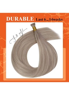 Full Shine I Tip Hair Extensions Pre Bonded Hair Extensions 18 Inch Ash Blonde Highlights Bleach Blonde Itip Human Hair Extensions Fusion Hair Extensions Real Human Hair 50G 50S  - Image 4