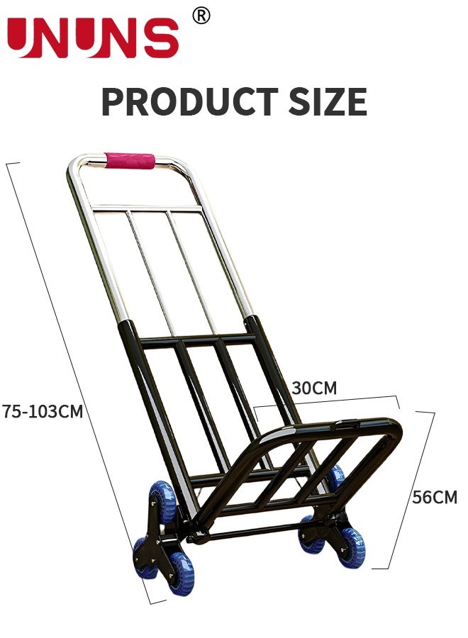 UNUNS Foldable Trolley,Stair Climbing Model Six-Wheeled Trolley With Telescopic Handle and Rubber Wheels for Luggage,Travel,Car,Moving and Office - Image 4