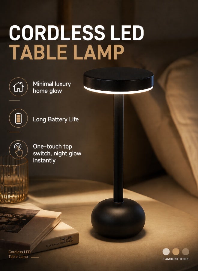 4000mAh Rechargeable Cordless LED Table Lamp, Touch Control 3-Color Dimmable Desk Lamp, Type-C Fast Charging Bedside Night Light, 20H Battery - Image 1