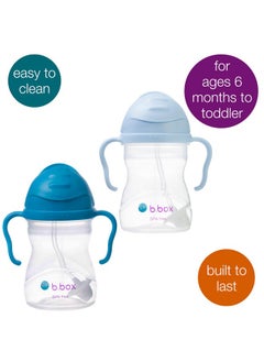 b.box Sippy Cup With Weighted Straw (2-Pack). Drink From Any Angle, Leak Proof, Easy Grip. Bpa Free, Dishwasher Safe. For Babies 6M+ To Toddlers (Cobalt + Bubblegum, 8Oz)  - Image 3