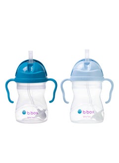 b.box Sippy Cup With Weighted Straw (2-Pack). Drink From Any Angle, Leak Proof, Easy Grip. Bpa Free, Dishwasher Safe. For Babies 6M+ To Toddlers (Cobalt + Bubblegum, 8Oz)  - Image 1