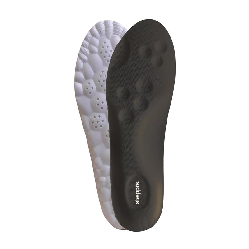 Original Stepprs Comfort Shoe Insoles for Men Women Adjustable Size 4D Memory Foam Cloud Soles Arch Support Improved Posture (Black, US W 6.5-9)
