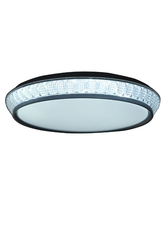 DANUBE HOME Danube Home Maha Modern Flushmount For Bed Room| Ceiling Light With Inbuilt LED| 96W Dimmable Flush Mount Light | Ceiling Lamp| L50xW50xH9cm|Round Iron Frame, White Grey (1 Year Warranty)  - Image 3