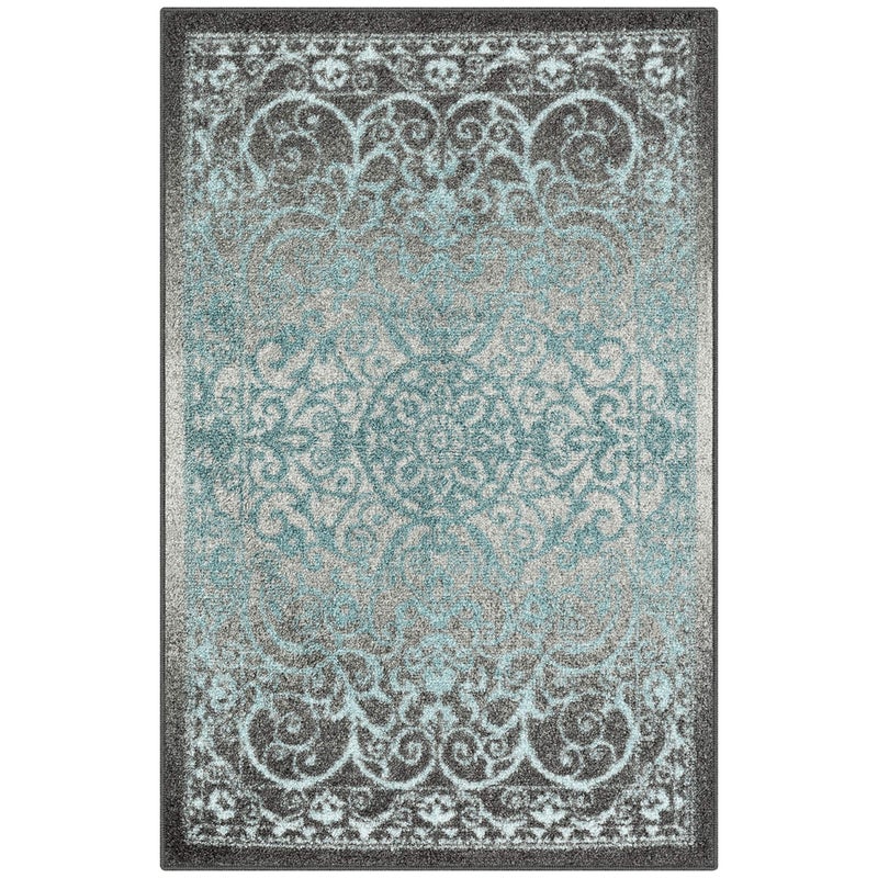 Maples Rugs Pelham Vintage Kitchen Rugs Non Skid Accent Area Carpet Made in USA 26 x 310 GreyBlue ModelAG4055402
