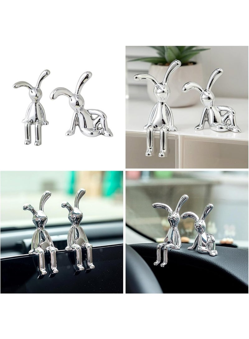 طقم يتكون من 4 قطع من تماثيل الأرانب اللاصقة لتزيين المنزل والسيارة والمكتب، تصميم لطيف بأرجل طويلة سهل الالتصاق على الأسطح الأملسة، زخرفة لوحدة التحكم في المنتصف، وزينة داخلية مخصصة لسيارة داخلية ممتعة ومرحة. - Image 5