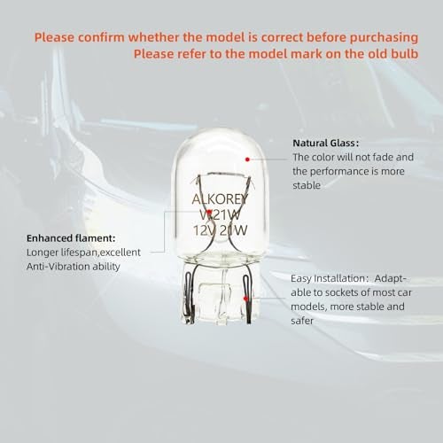ALKOREY-T20 W21W 7440 Bulb,2700K Warm White 12V 21W 7440 Replacement Bulbs for Back Up Reverse Lights, Brake Tail Lights,Car Miniature Lamps,Ideal for Parking,2 Pack - Image 3