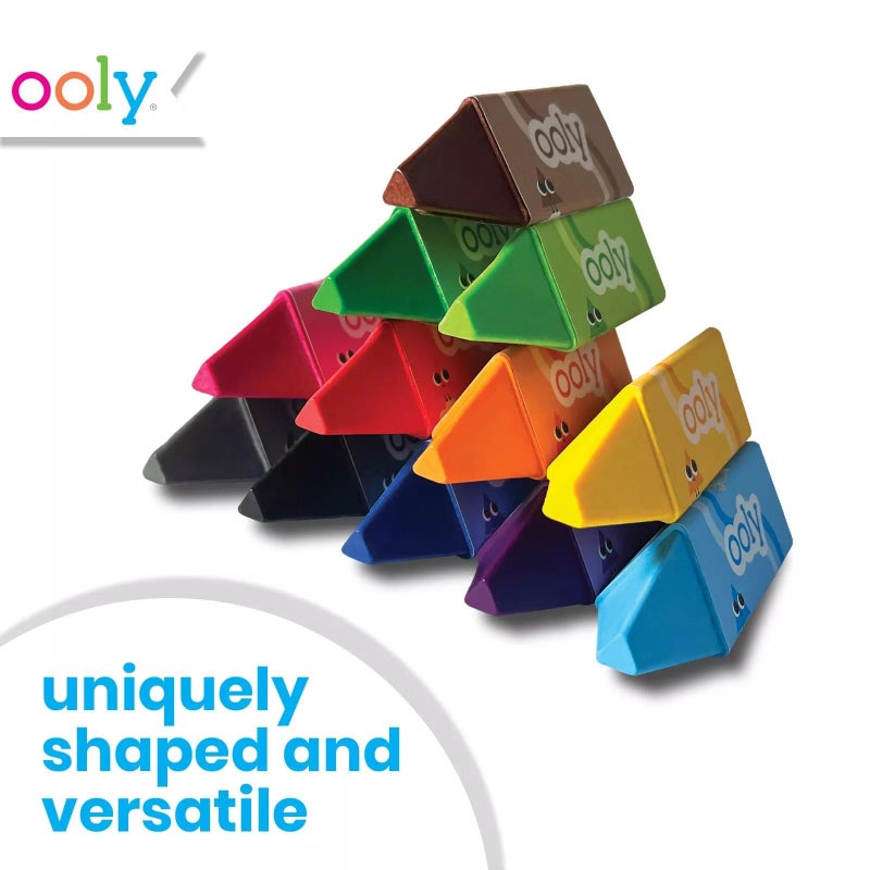 Ooly Jumbo Triangle Crayons for Toddlers Set of 12, Non-Toxic Triangle Shaped Easy to Hold Crayons for Toddler, No Rolling Crayon, Gifts for Kids - Image 4