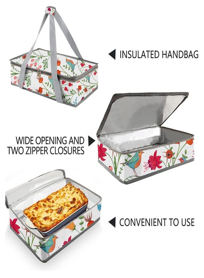 QEES Casserole Carrier For Hot or Cold Food,Casserole Carrier,Pie Carrier,Casserole Dish With Lid and Carrying Case,Insulated Food Warmer Bag For Party/Picnic.Keep Food Warm Pioneer Woman Dishes (Bird) - Image 3