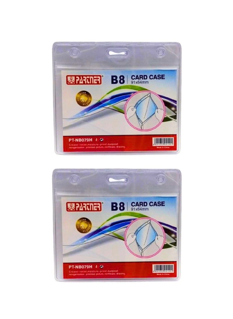 PARTNER ID Card Holders Waterproof Clear Plastic Perfect for Credit Cards, ID Swipe Cards, Key Cards, and Driver's License PVC Material (Pack of 2)  - Image 1