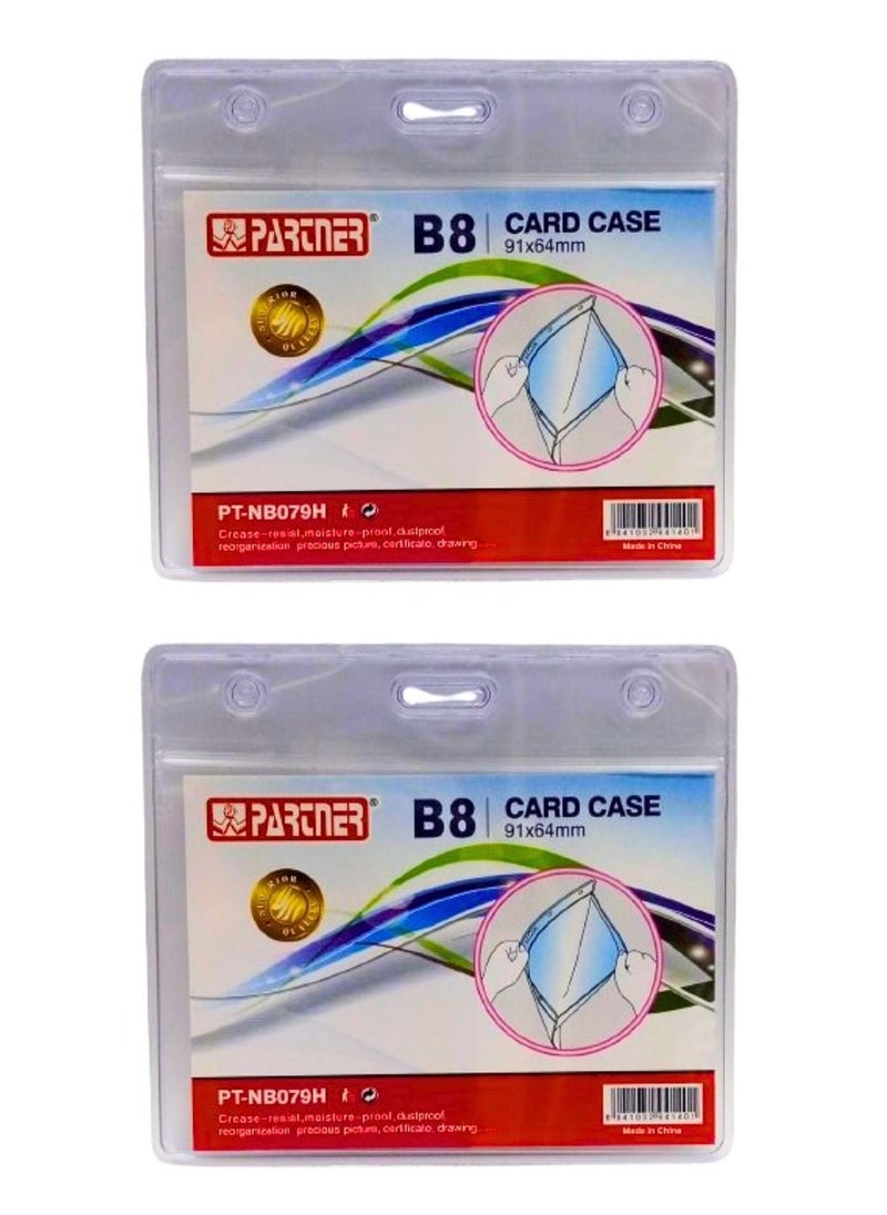 PARTNER ID Card Holders Waterproof Clear Plastic Perfect for Credit Cards, ID Swipe Cards, Key Cards, and Driver's License PVC Material (Pack of 2)  - Image 2