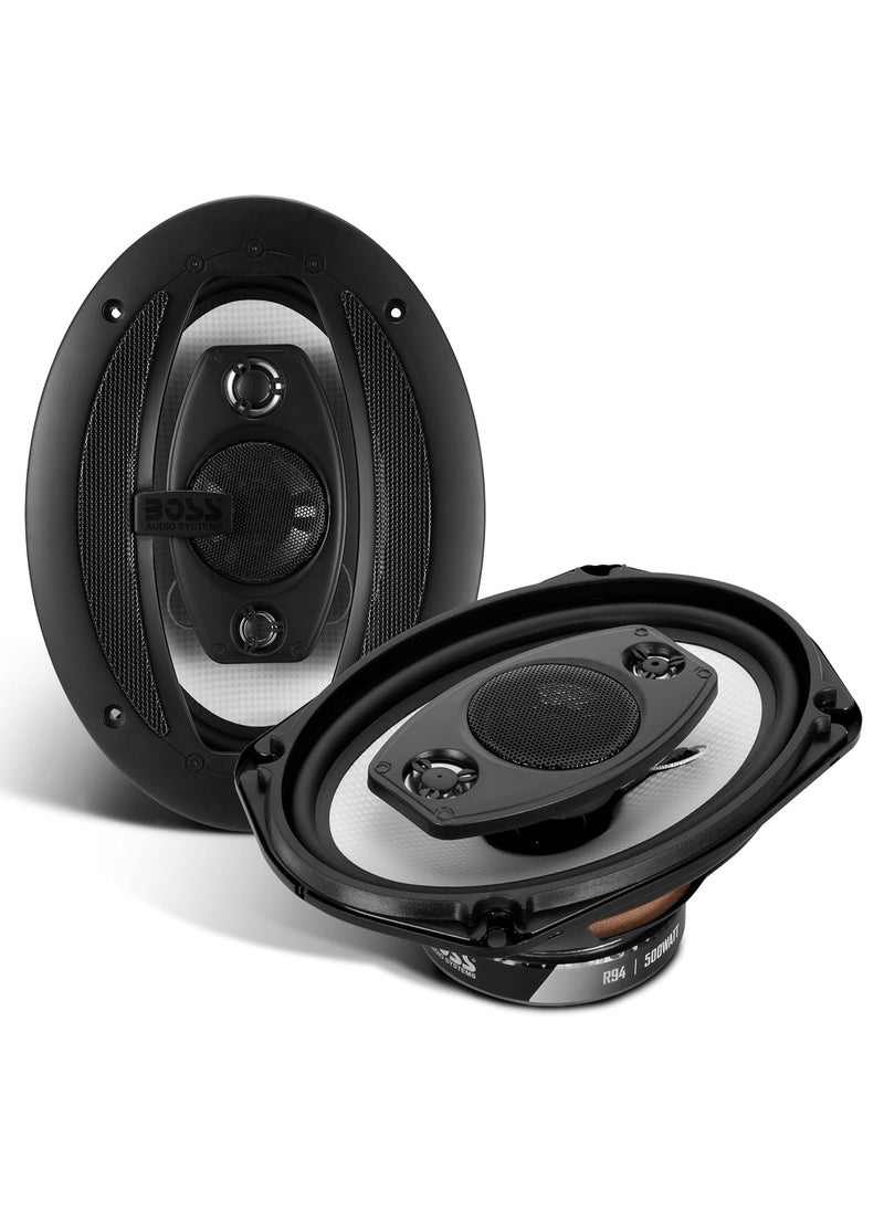 BOSS AUDIO SYSTEMS - Boss Audio Systems Riot Series Car Stereo Door Speakers - 500 Watts Max, 4 Way, Full Range, Tweeters, Coaxial,Black, 6 x 9 Inch, R94 - Image 1