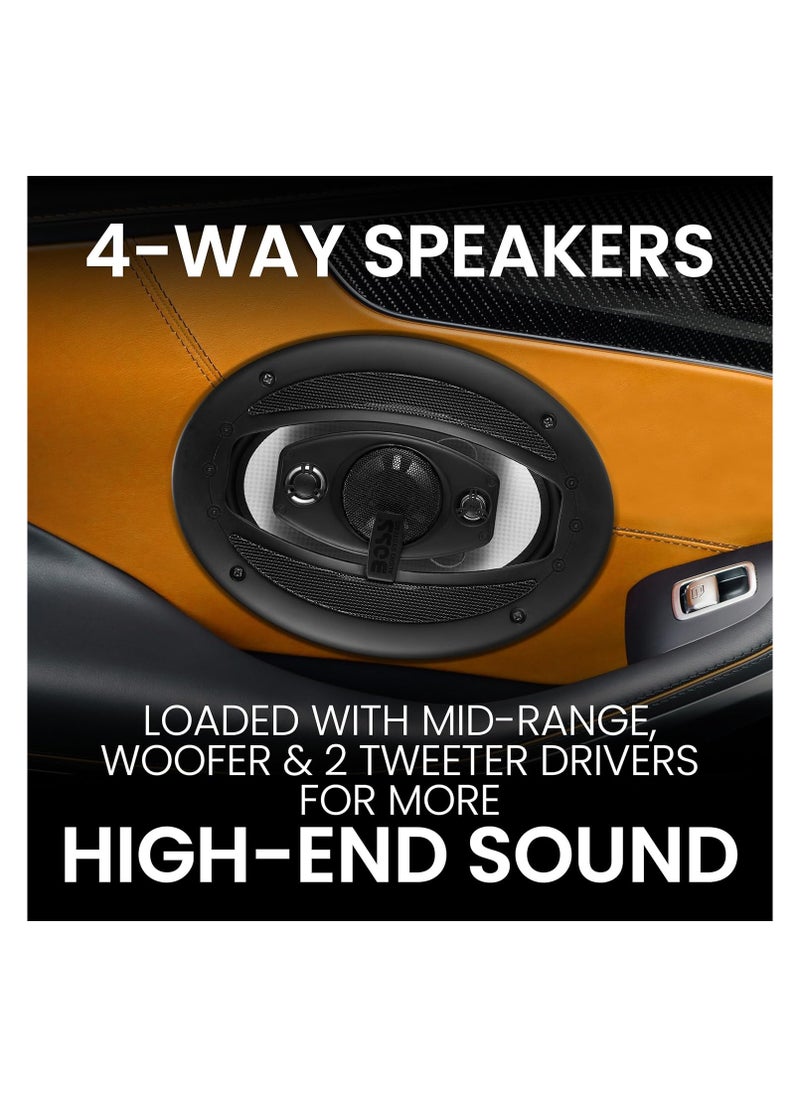 BOSS AUDIO SYSTEMS - Boss Audio Systems Riot Series Car Stereo Door Speakers - 500 Watts Max, 4 Way, Full Range, Tweeters, Coaxial,Black, 6 x 9 Inch, R94 - Image 1