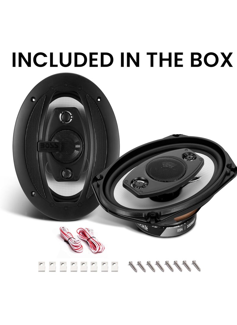 BOSS AUDIO SYSTEMS - Boss Audio Systems Riot Series Car Stereo Door Speakers - 500 Watts Max, 4 Way, Full Range, Tweeters, Coaxial,Black, 6 x 9 Inch, R94 - Image 1