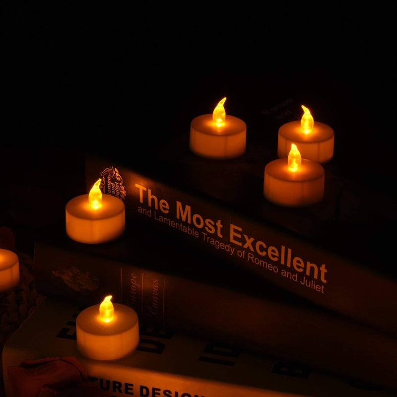 12pcs Flameless Tea Lights Battery Operated Unscented Realistic and Bright Candle Lamp for Birthday Festival Celebration (Yellow Light) - Image 4