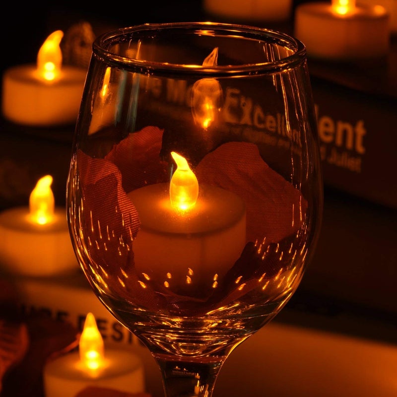 12pcs Flameless Tea Lights Battery Operated Unscented Realistic and Bright Candle Lamp for Birthday Festival Celebration (Yellow Light) - Image 2
