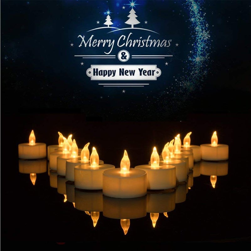 12pcs Flameless Tea Lights Battery Operated Unscented Realistic and Bright Candle Lamp for Birthday Festival Celebration (Yellow Light) - Image 5