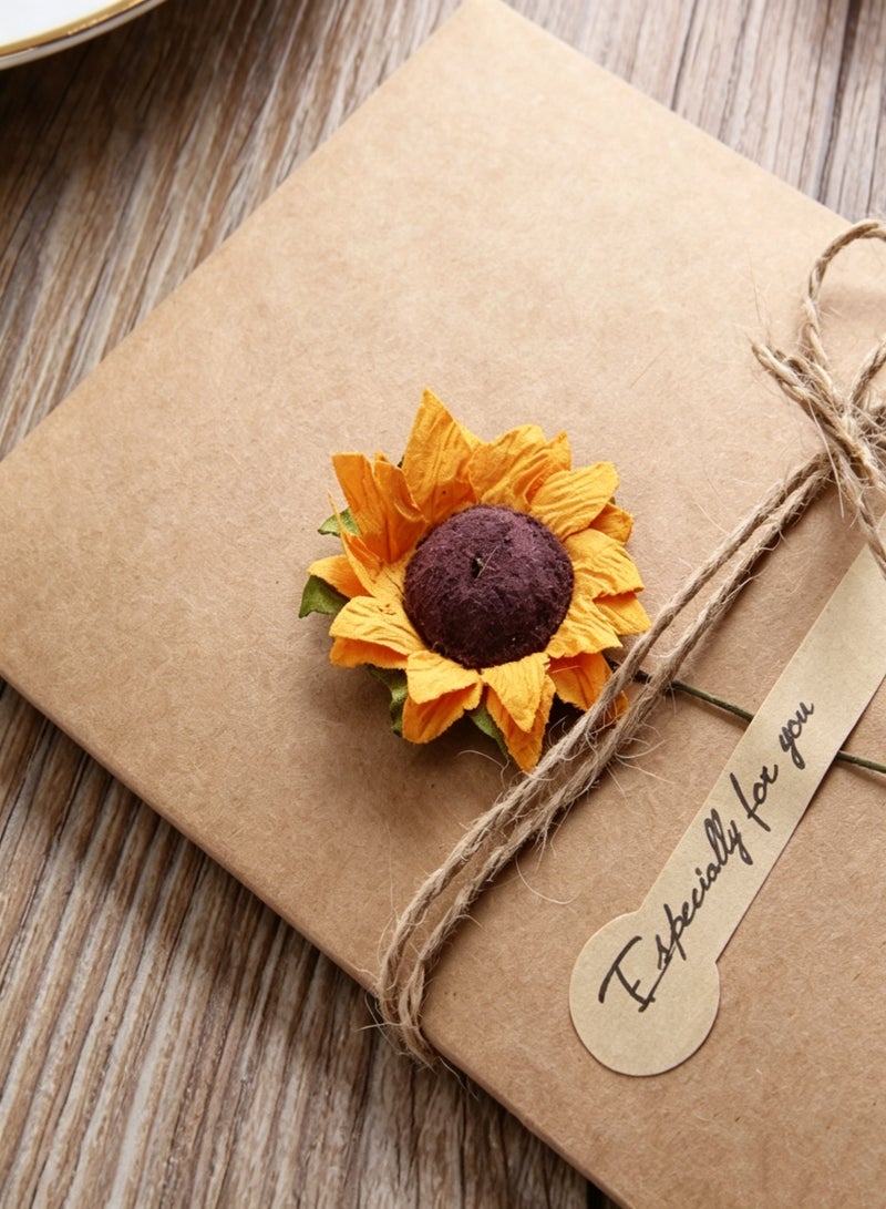 Hirospace 4 Pack Brown Kraft Greeting Cards with Envelopes, 3.9*2.7 Inch Dried Floral Design Cards with Stickers & Twine, Boho Floral Note Cards - Image 4
